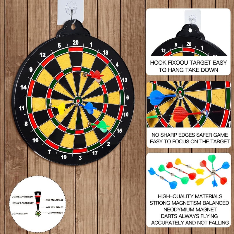 moopok Magnetic Dart Board for Kids-12Magnetic Dart/Sticky Balls Or 2 Toy Gun+40 Foam Dart.Indoor/Outdoor Kids Games and Party Games,Christmas Birthday Gifts Toys for 3-12 Year Old Boys - Image 4